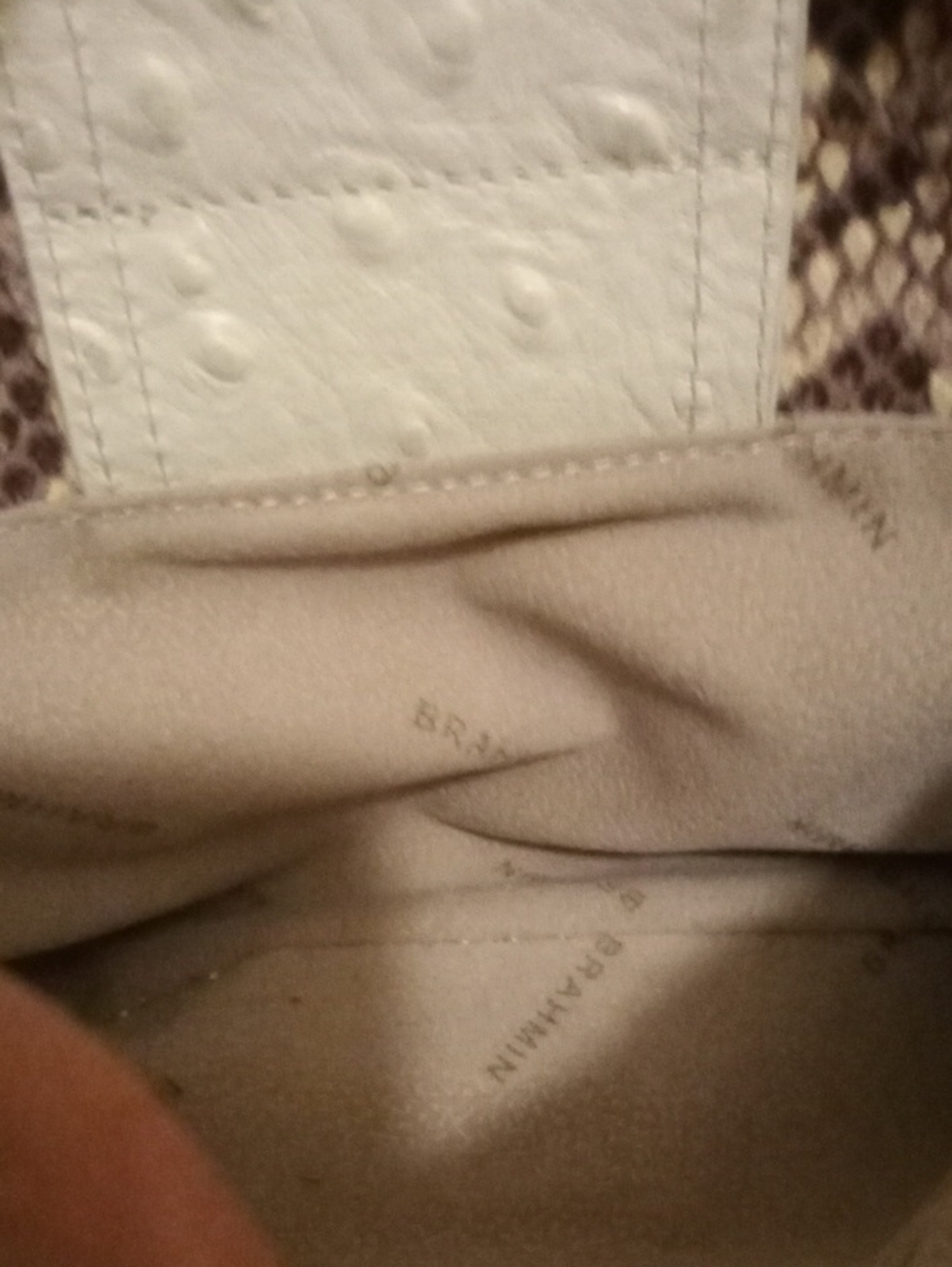 Brahmin Vintage Leather Satchel.Brown And Cream Snakeprint - Picture 12 of 15